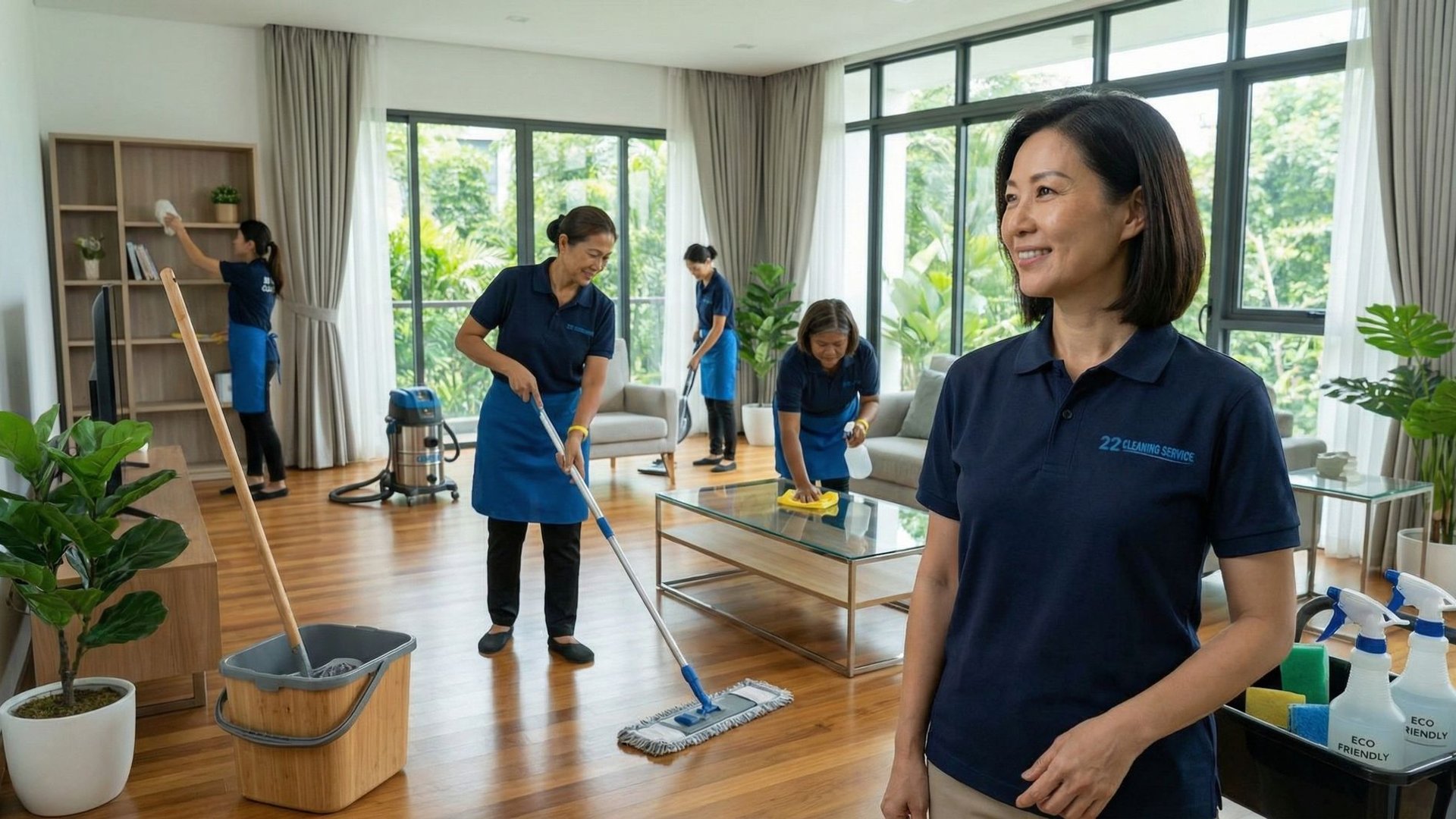 Professional cleaning team at work in Kuala Lumpur home